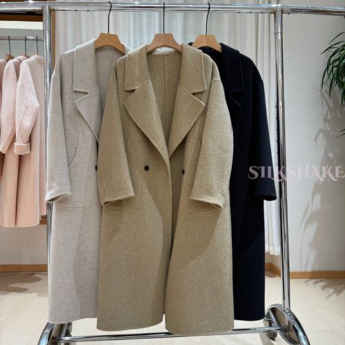 极简风双面羊毛大衣女长款