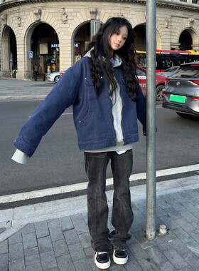 AHCN志存高远美式水洗底特律工装夹克复古重磅帆布外套男秋冬棉服