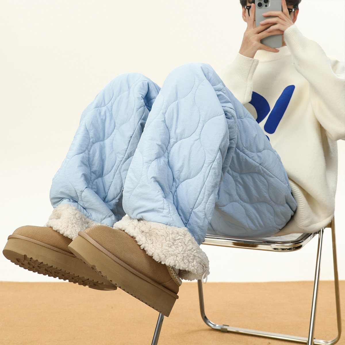 零下40度加厚羊羔绒棉裤男女冬季2025新款宽松防风防水菱格滑雪裤,男装,棉裤,淘宝优惠券,粉丝福利购,淘宝优惠卷