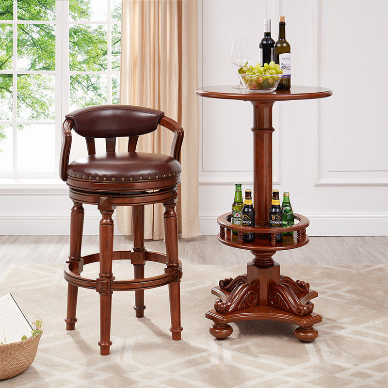美式复古酒吧椅子可旋转靠背吧椅轻奢高脚椅咖啡店个性吧台椅家用
