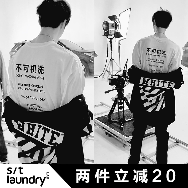 S/T laundry ÖØ°õÍÆ¼ö OVERSIZE¼òÔ¼Ô´´ÇéÂÂ×°ÏÄ×°Ó¡»¨¶ÌÐäTÐô³±