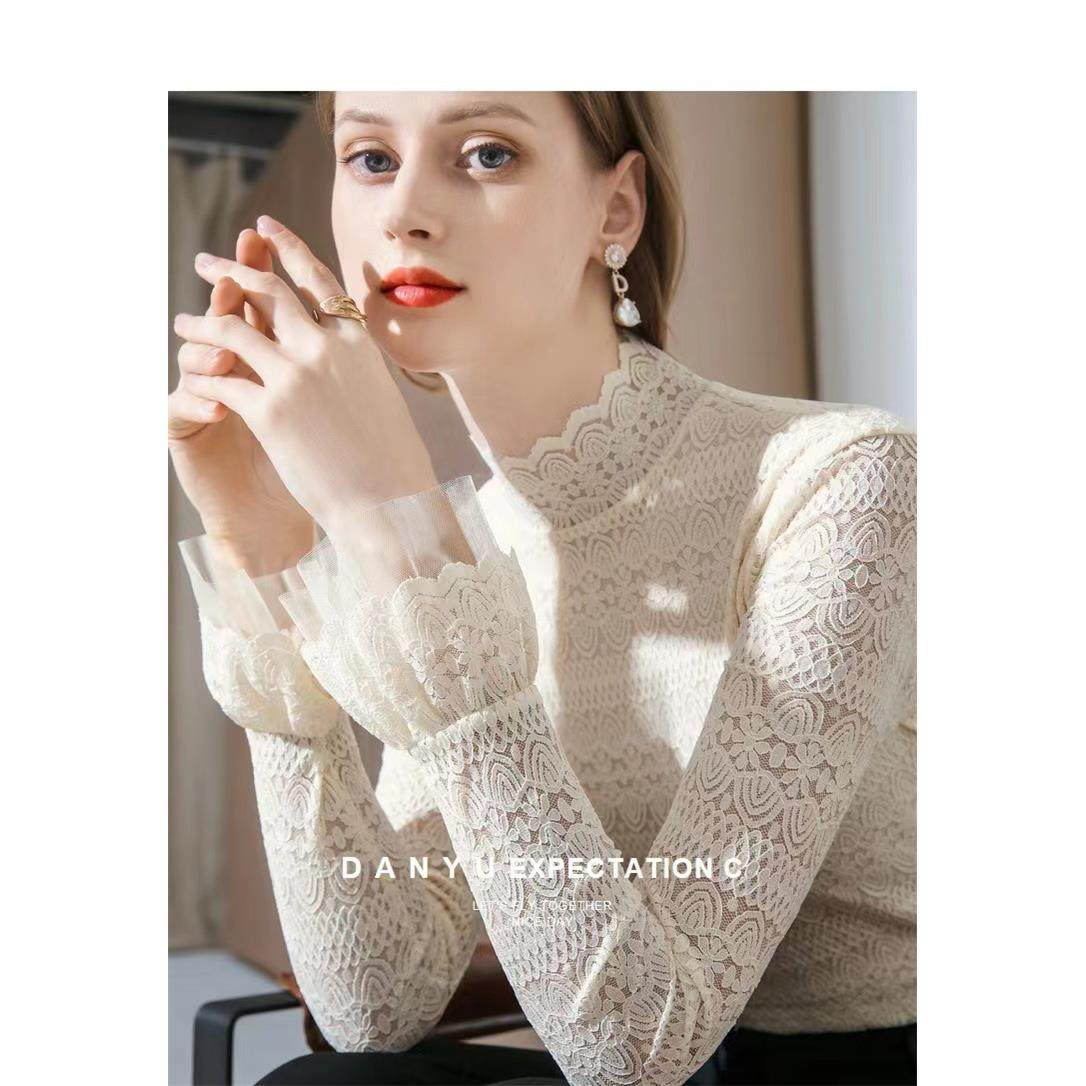 韩版高领蕾丝打底衫女2022秋冬内搭女装洋气小衫镂空喇叭袖仙气上,运动/瑜伽/健身/球迷用品,运动护膝/髌骨带,淘宝优惠券,粉丝福利购,淘宝优惠卷