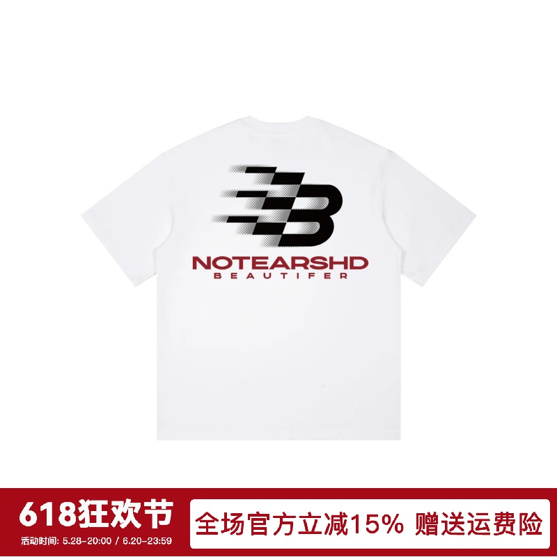 No Tears 圆领字母logo高级感翅膀飞翼分化印花宽松美式短袖T恤
