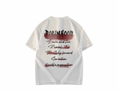 罗宾H 美式高街喷漆印花字母logo短袖T恤 男女同款