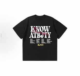 BJTY 简约美式字母品牌Logo印花宽松百搭舒适短袖T恤 男女同款