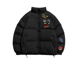 保罗.科斯特洛美式 高街复古创意仿刺绣印花徽章棉服外套男女同款