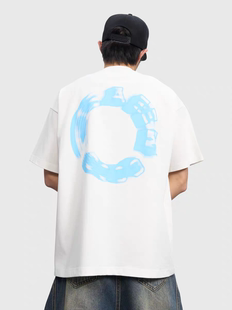 男女休閑國(guó)潮情侶半袖 T恤夏季 體恤 幻影環(huán)形LOGO短袖 AFGK25SS美式
