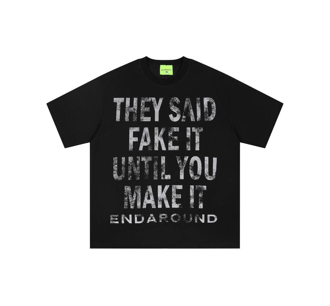 CUWU  国潮美式复古潮流新款字母印花宽松短袖 T恤 男女同款