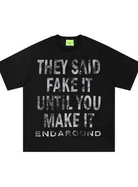 CUWU  国潮美式复古潮流新款字母印花宽松短袖 T恤 男女同款