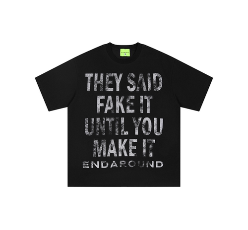 CUWU  国潮美式复古潮流新款字母印花宽松短袖 T恤 男女同款