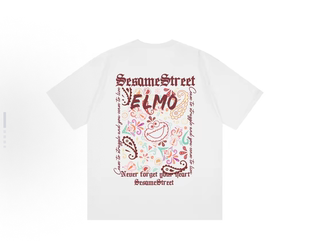 SESAME STREET芝麻街美式复古腰果花图案字母印花圆领短袖T恤男女