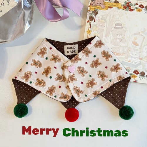 圣诞快乐宠物小披肩布偶西施犬口水巾姜猫狗披风围巾节日拍照围脖