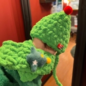 超温暖无毛猫～圣诞节宠物帽子围脖针织圣诞猫咪狗狗保暖头套围巾