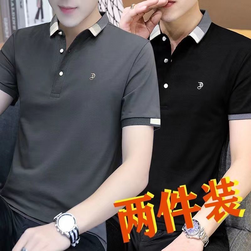 2025男士polo衫纯色翻领短袖t恤纯棉男装夏季潮牌简约半袖保罗衫
