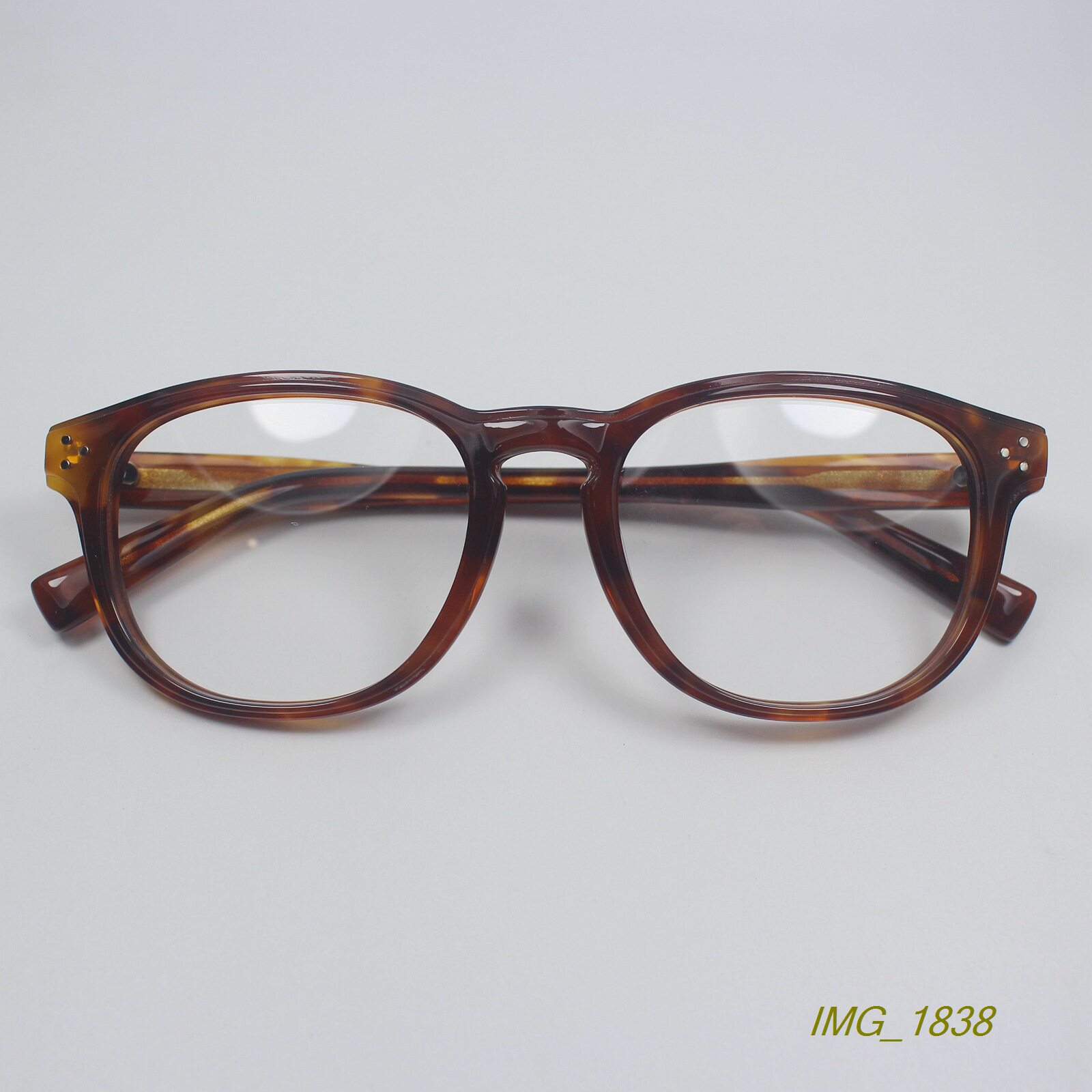 外贸留样厚实高品质板材铆钉近视眼镜框时尚复古方圆眼镜架玳瑁色