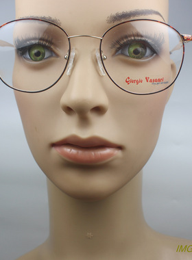 外贸复古文艺金属近视眼镜框精致雕花不规则圆框眼镜架2色30553