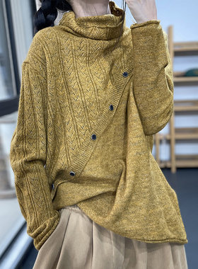 冬春韩版套头高领羊毛针织毛衣女