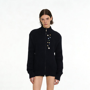 外套男拉链针织衫 饰毛衣开衫 情侣潮 慵懒高级感扣子装 BY美式