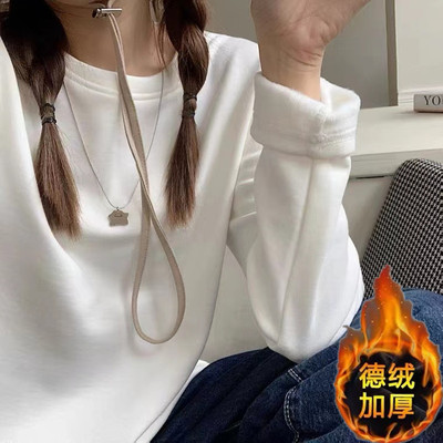 秋冬洋气德绒打底衫女
