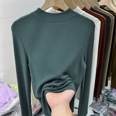 德绒半高领打底衫女冬