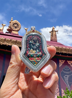 西藏手工古法彩绘药善泥擦擦吊坠