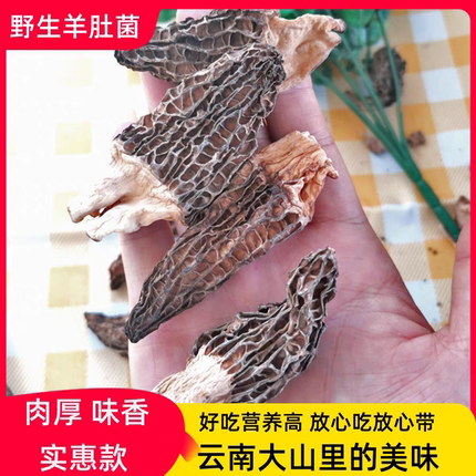 抢购【高性价比】云南野生羊肚菌500g肉厚型香味浓羊肚蘑干货特产