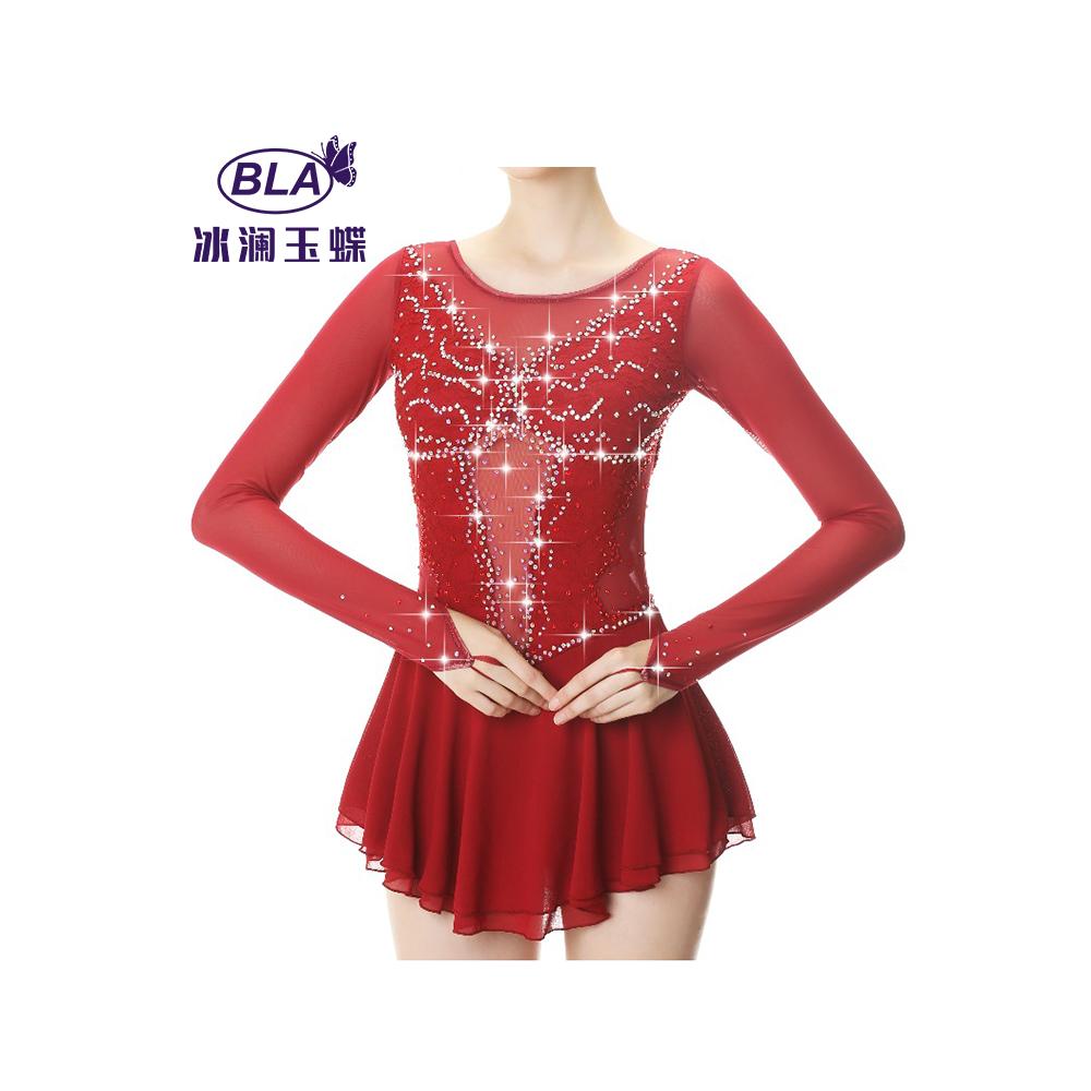 冰澜玉蝶花滑表演服定制多色闪亮
