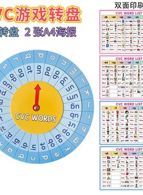 英文CVC自然拼读学习单词游戏转盘儿童早教玩具英语课堂教师教具