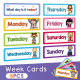 8张英语星期Week单词英文词汇儿童英语课堂教学教具教室布置装 饰