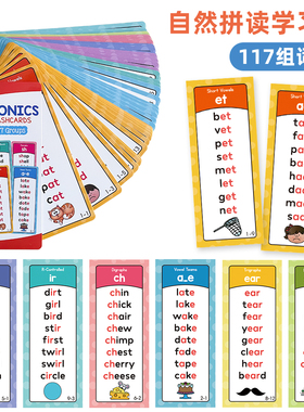 117组英语自然拼读phonics入门发音训练便携卡儿童英语启蒙教具卡