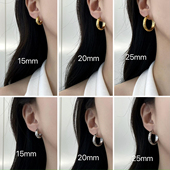 复古金属几何圈圈耳环宽面钛钢港风耳圈耳环设计感小众不掉色耳饰