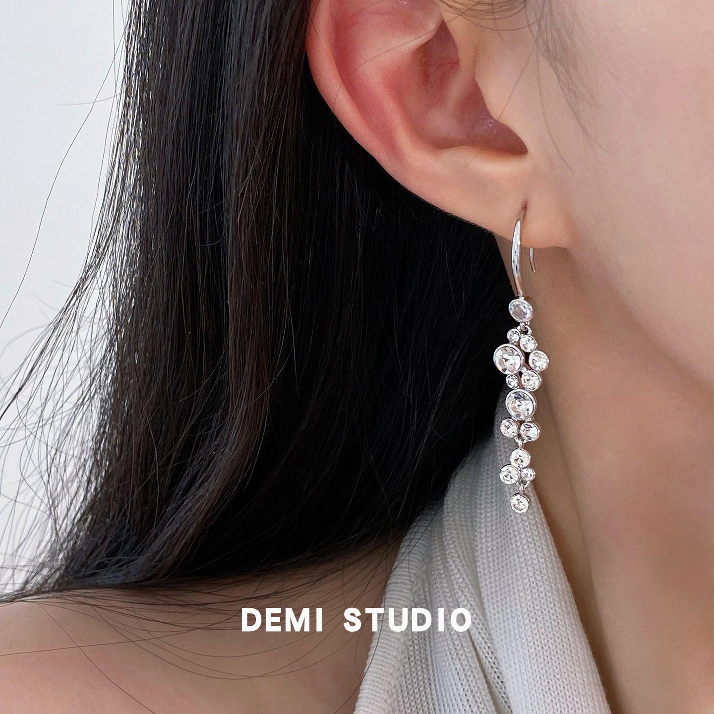 大米饰品】超闪流苏镶满锆石耳环小众设计高级感气质耳坠耳钩耳夹,饰品/流行首饰/时尚饰品新,耳环,淘宝优惠券,粉丝福利购,淘宝优惠卷