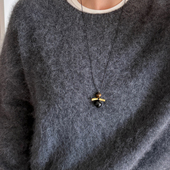 金色竹节虎眼石项链美拉德气质长款 大米饰品 新中式 可调节毛衣链