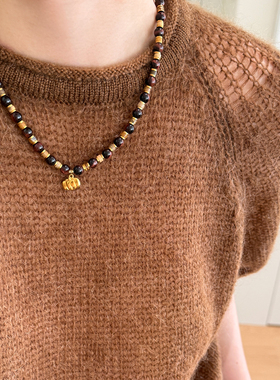 大米饰品】美拉德虎眼石串珠项链高级感小众轻奢2025新款毛衣链