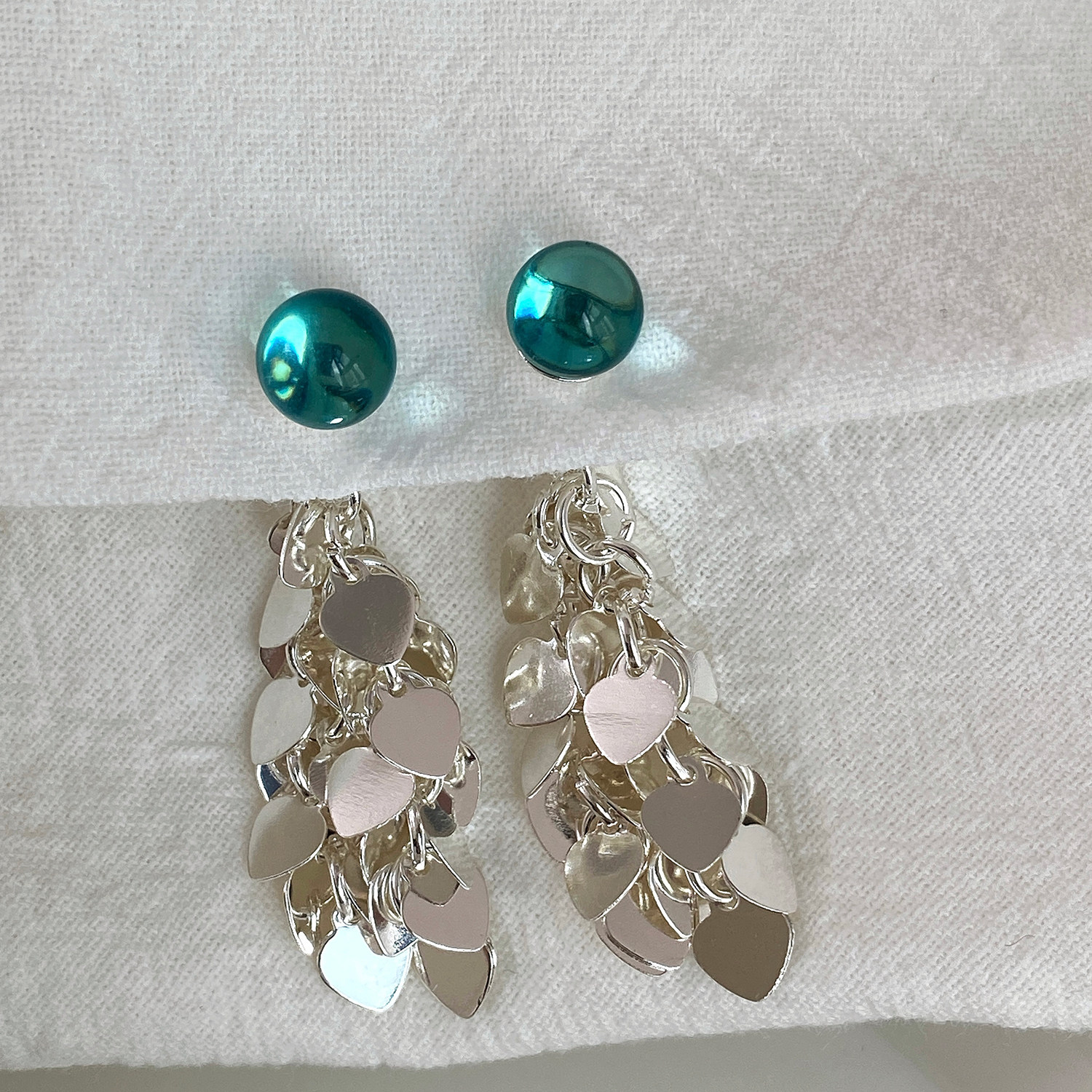 大米饰品】波光粼粼银色爱心亮片流苏耳环气质冷淡风两戴耳钉独特,饰品/流行首饰/时尚饰品新,耳环,淘宝优惠券,粉丝福利购,淘宝优惠卷