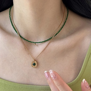 大米饰品 显白金珠锁骨链女 超细尖晶石串珠项链小米珠国风新中式