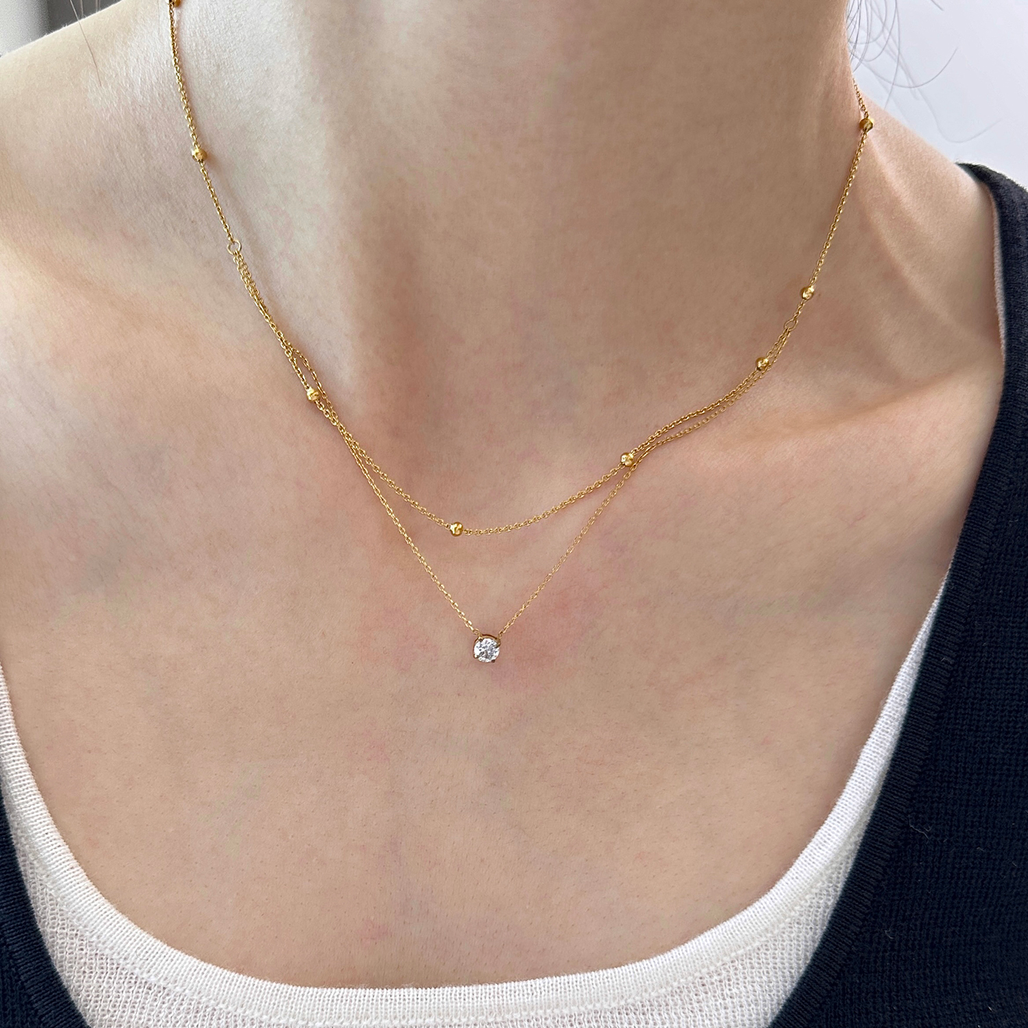 双层单钻项链2024新款