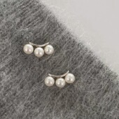 大米饰品 s925银针微笑弧耳钉气质温柔珍珠耳环时尚 通勤百搭耳饰