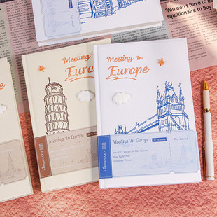 简语欧洲建筑风景笔记本A5布面精装本记事本便携绣筑欧韵手账本子