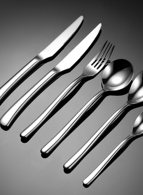 特厚月光不锈钢666刀叉勺子304西餐餐具厚重公司礼品牛排刀叉