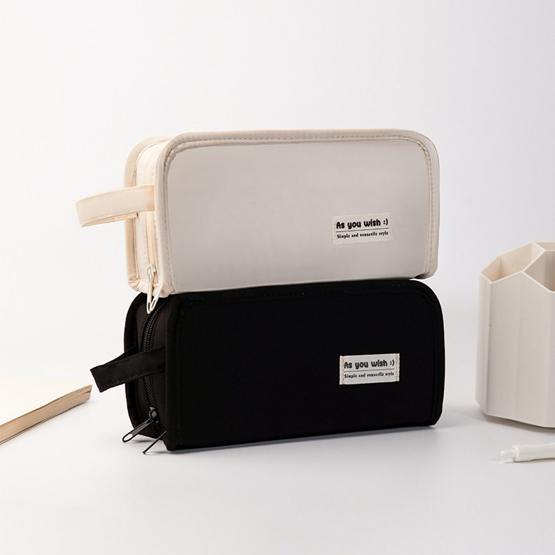 大容量双面笔袋新款耐脏网隔袋文具收纳包高颜值简约小学生铅笔盒