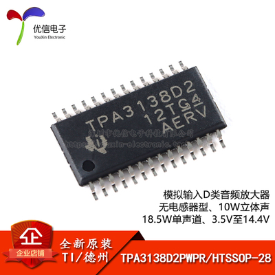 TPA3138D2PWPR HTSSOP-28 单声道D类音频放大器IC芯片