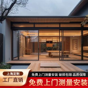 定制厨房推拉门三联动极窄边框吊轨卫生间阳台移门铝镁合金玻璃门