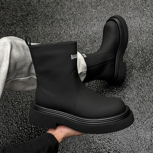 新款男鞋2025新款马丁鞋男长筒靴加绒雪地靴高通骑士靴瘦瘦长靴-