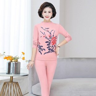 妈妈款 中老年人秋衣秋裤 保暖内衣套装 女士薄款 线衣 老人棉毛衫