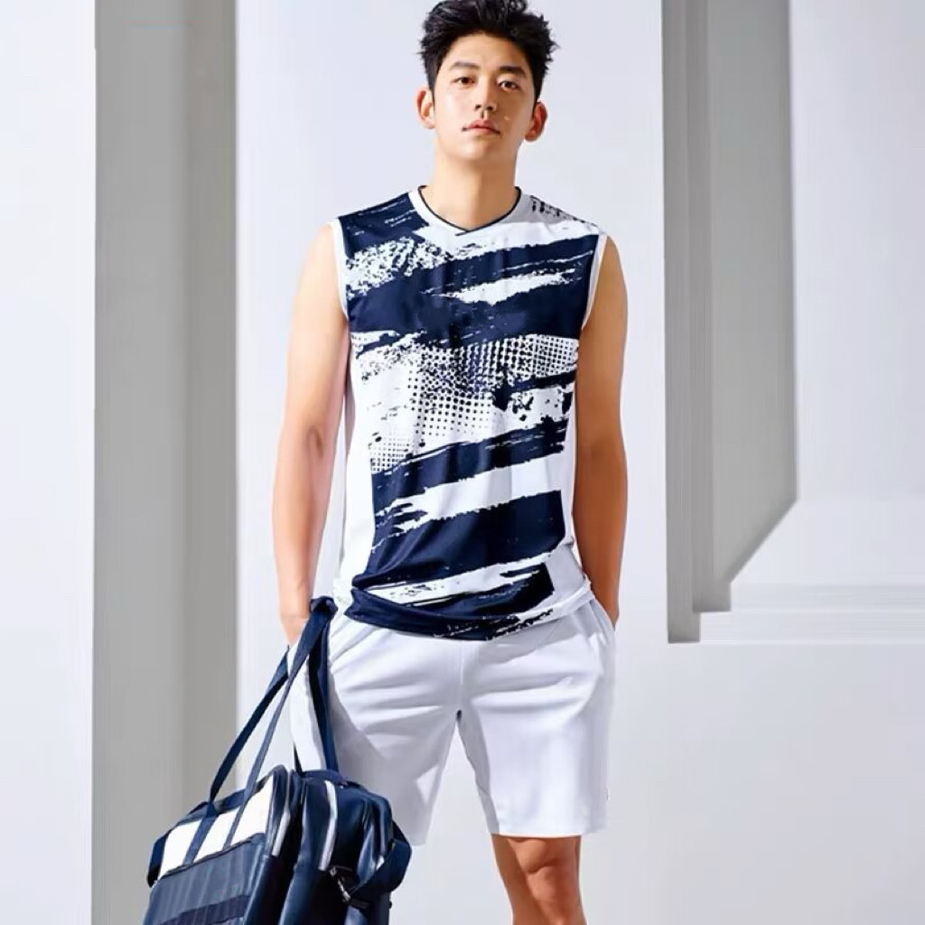 2025新款无袖羽毛球服男款休闲运动速干透气训练比赛球服印字背心