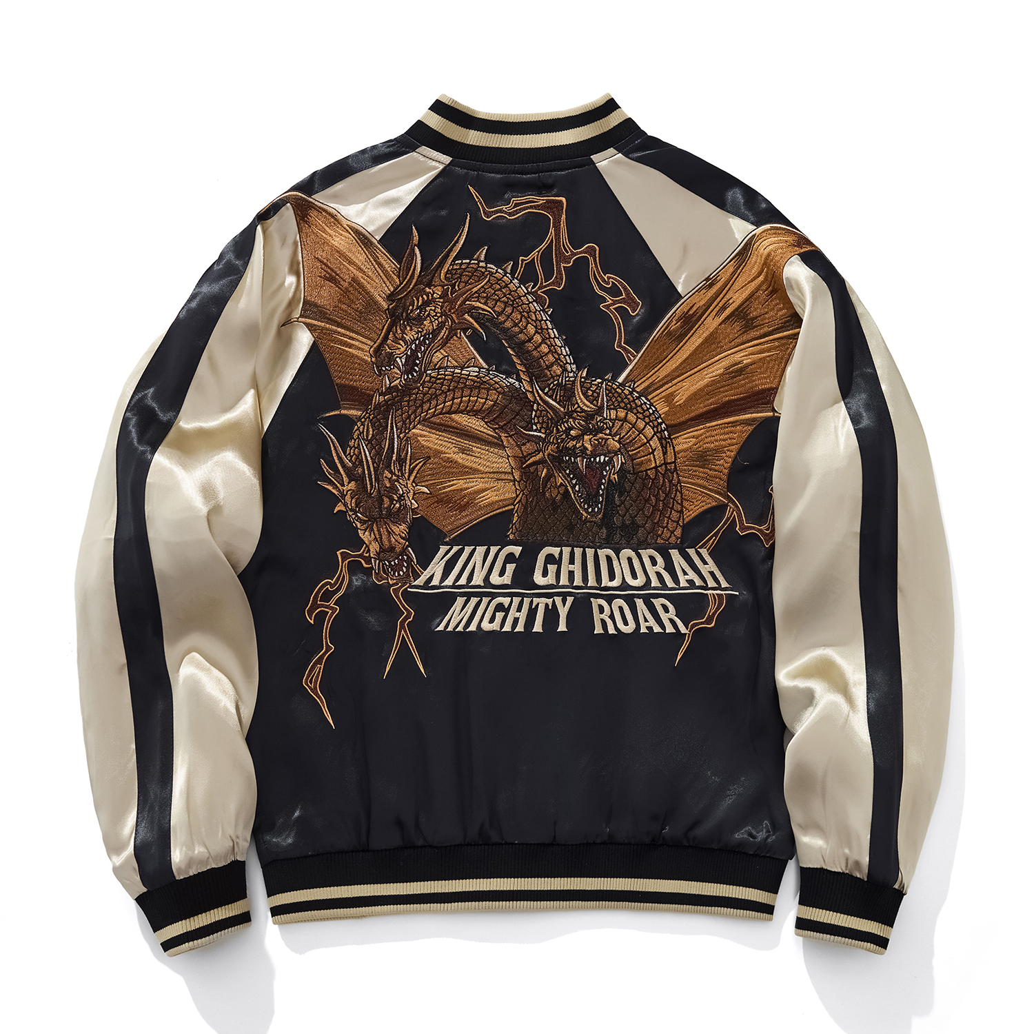 动漫哥斯拉怪兽之王基多拉横须贺重工刺绣棒球服外套男女夹克上衣