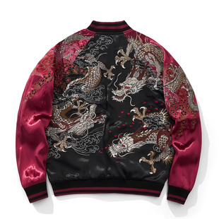 新款横须贺重工龙刺绣棒球服夹克中国风男士外套群龙上衣春秋国潮