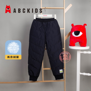 abckids童装男童羽绒裤儿童冬季加厚长裤松紧腰新款中大童保暖裤