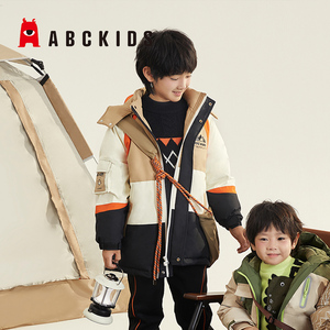 abckids童装男童羽绒服儿童冲锋衣外套2023冬中大童防风鸭绒袄子